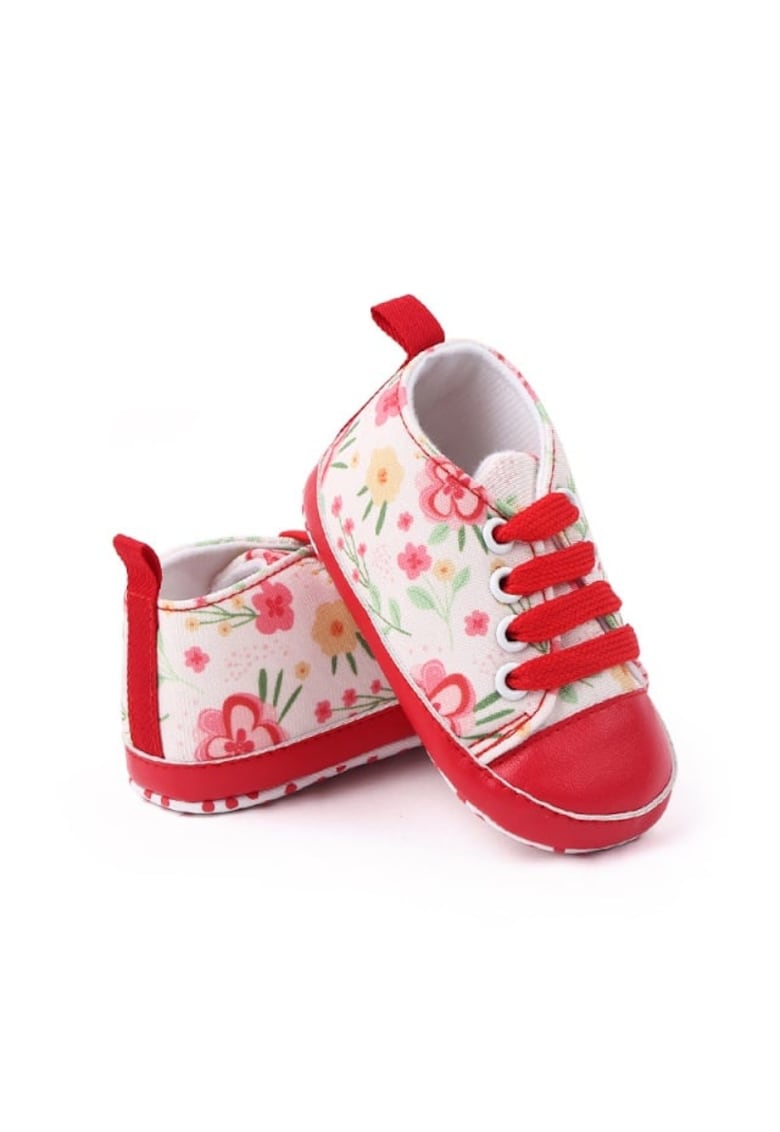Tenisi Model AL 16814 cu floricele - pentru bebelusi - Fete - Textil - Multicolor