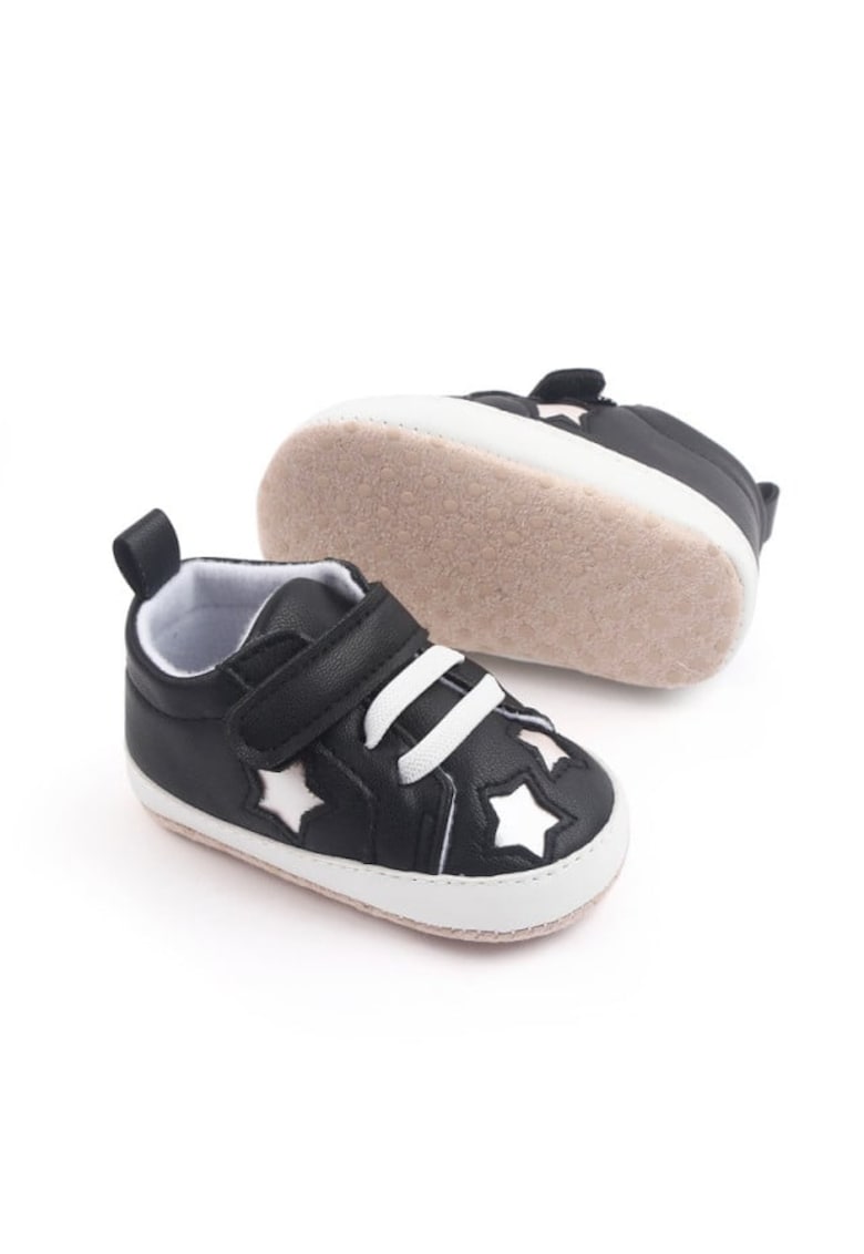 Pantofi sport Model AL 16845 cu stelute sidefate - Fete - Piele ecologica - Negru