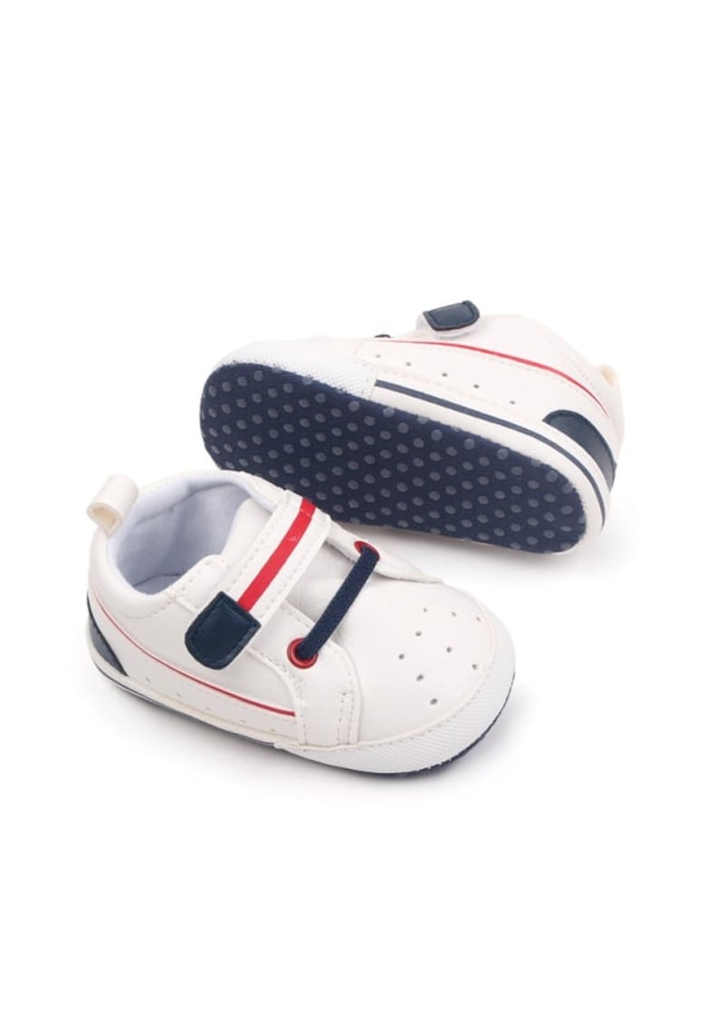 Superbaby Pantofi sport Model AL 16876 cu insertii bleumarin - Piele ecologica - Alb - Alb