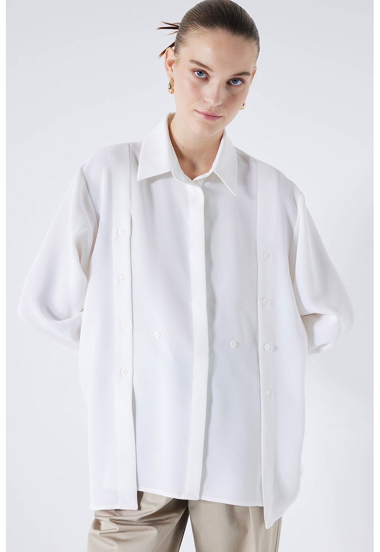 Camasa supradimensionata din lyocell cu maneci cazute