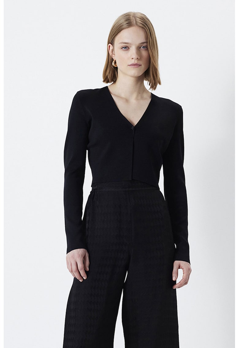 Cardigan cu decolteu in V si model uni