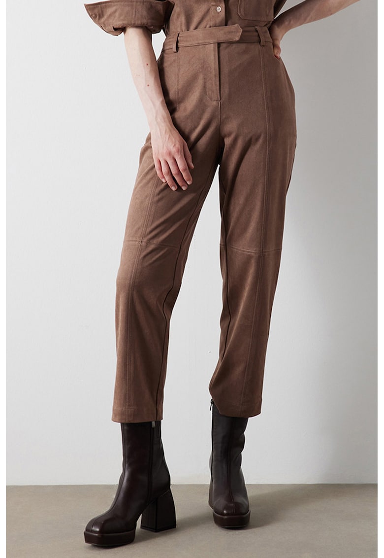 Pantaloni drepti cu talie inalta