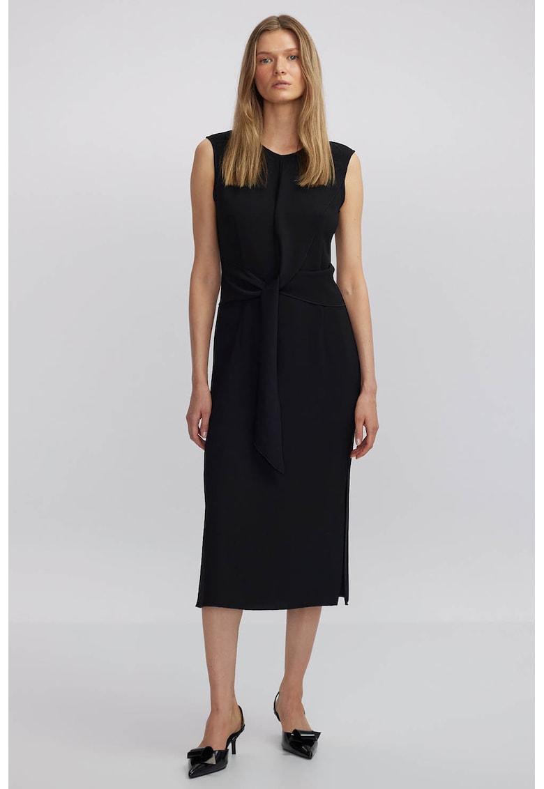Rochie cu panglica frontala - fara maneci - Negru
