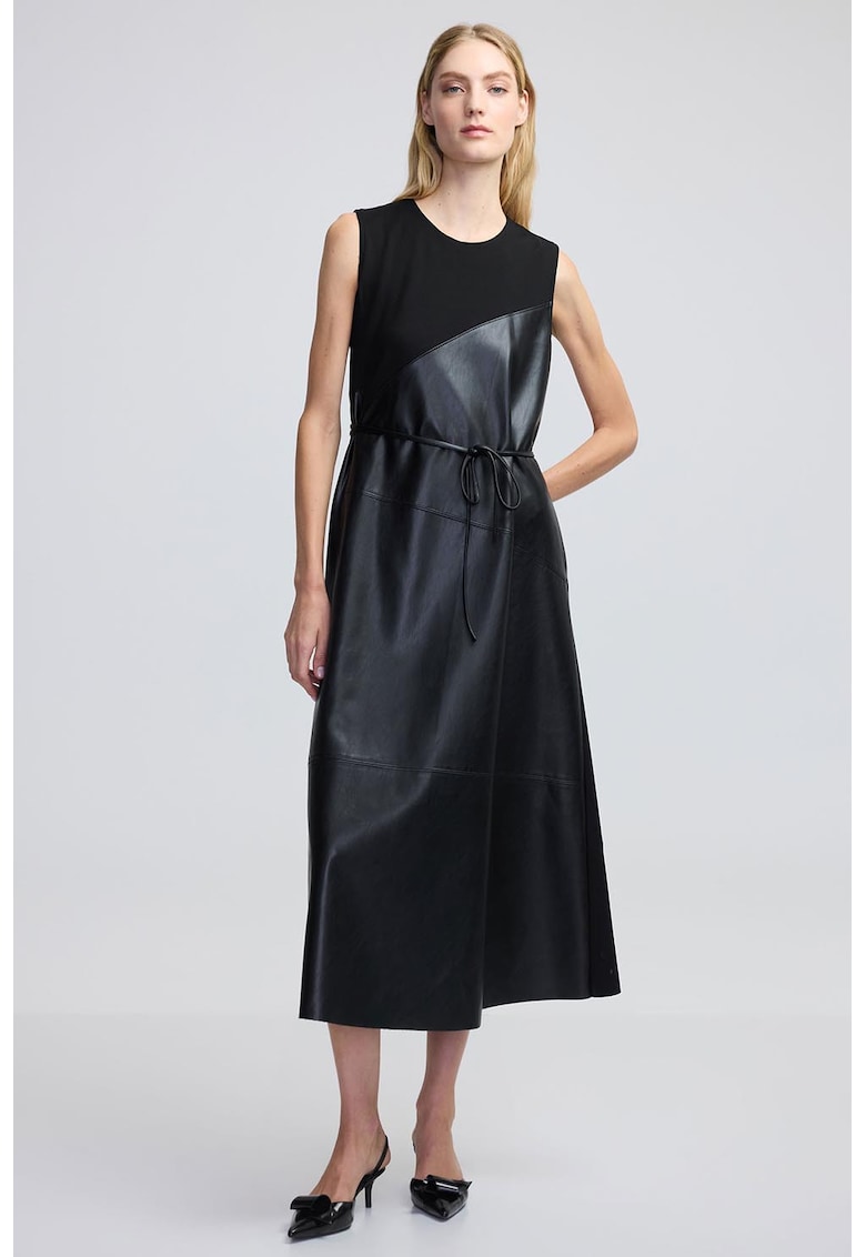 Rochie din piele ecologica cu segment