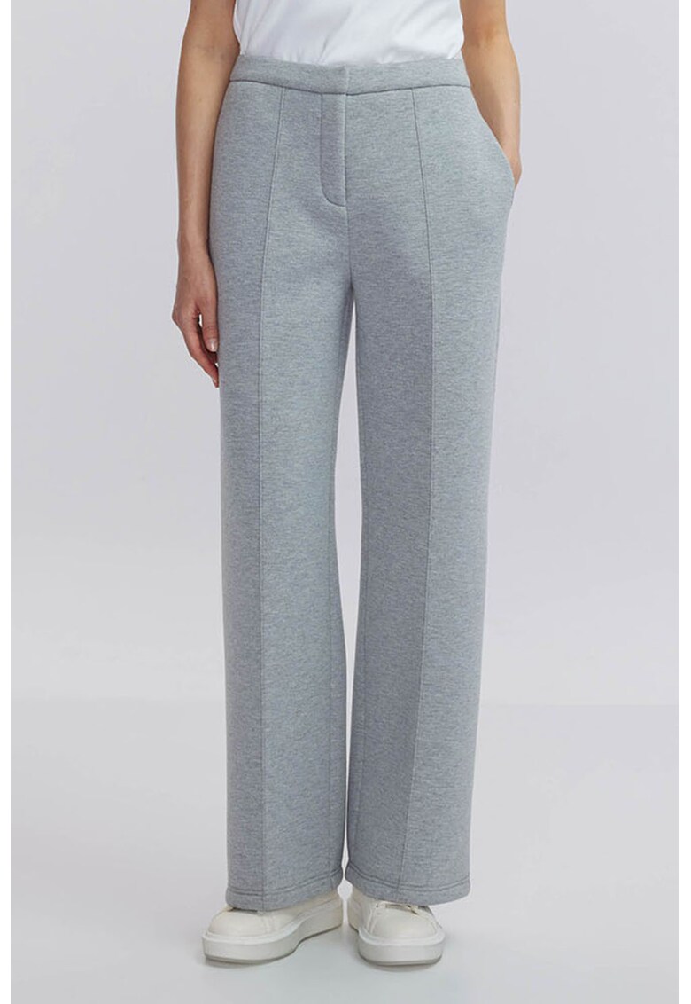 Pantaloni drepti cu buzunare laterale - Gri deschis