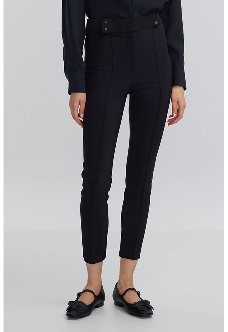 Pantaloni crop slim-fit - Negru