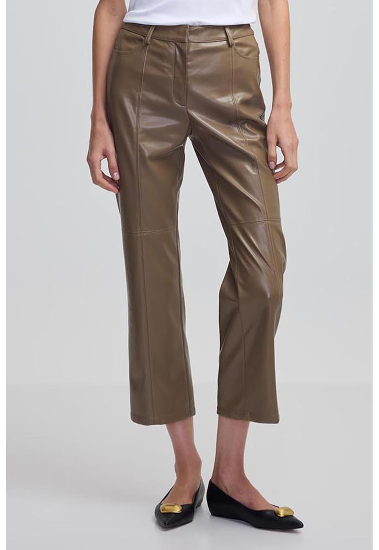 Pantaloni crop din piele ecologica