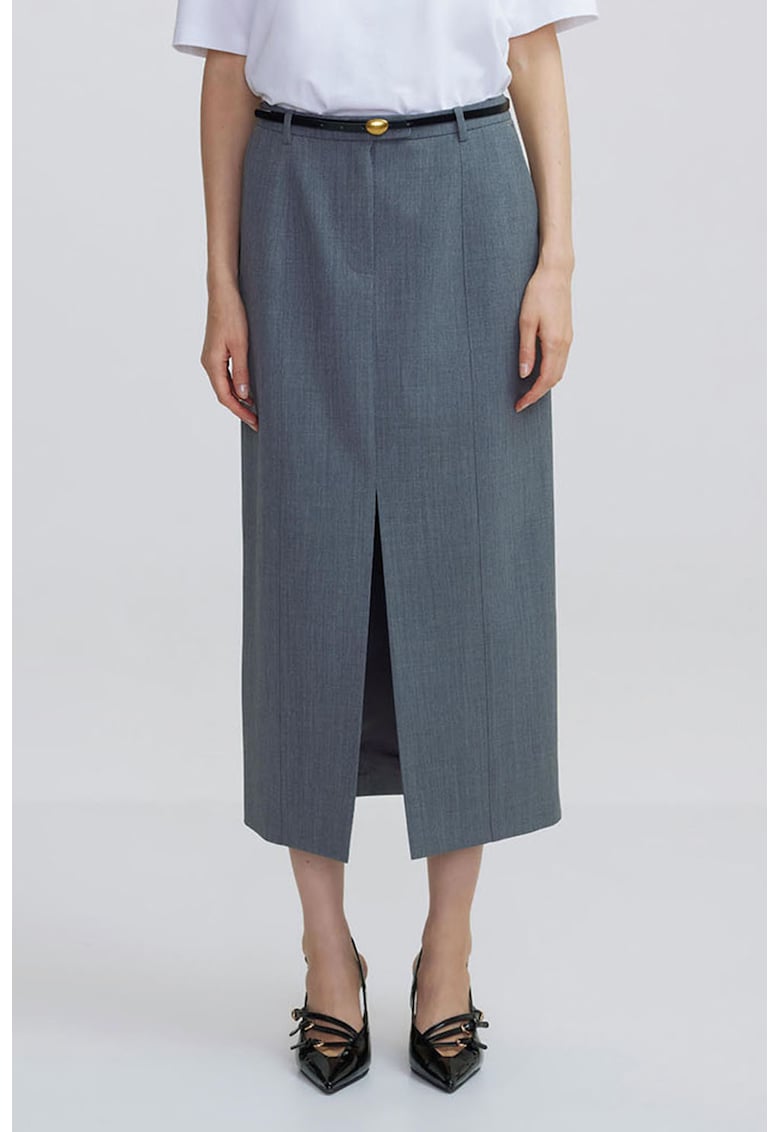 Fusta midi din amestec de lana