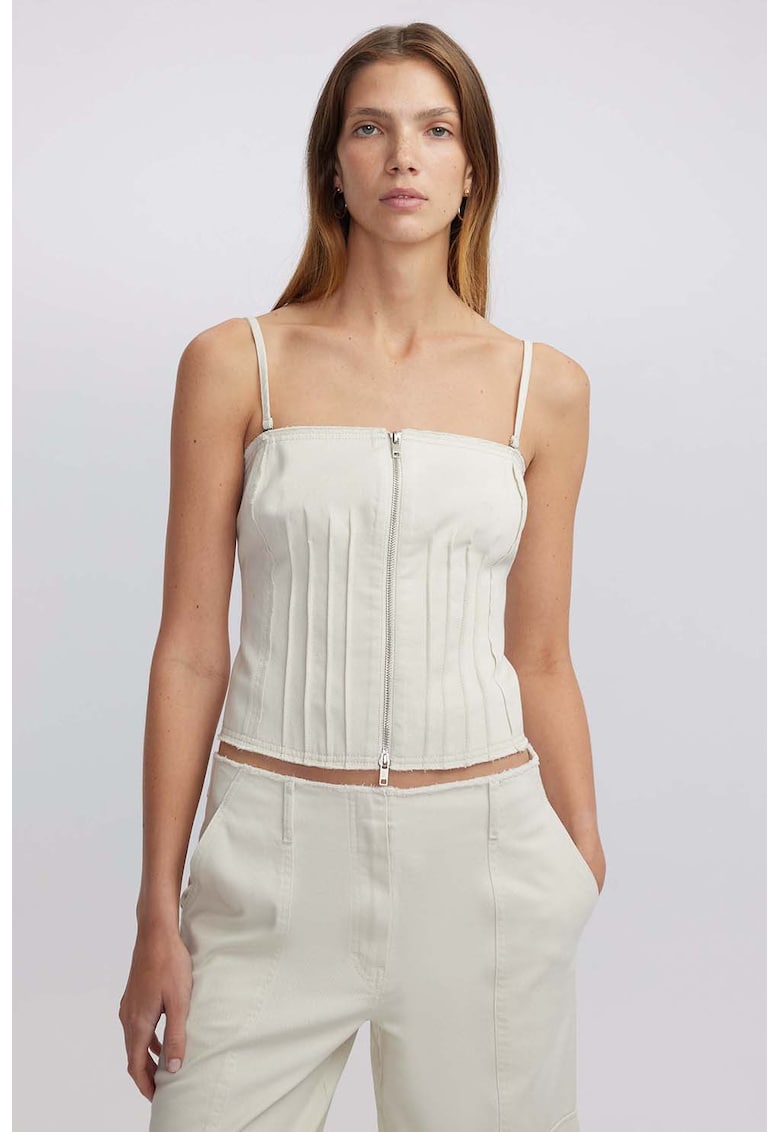 Top crop de bumbac cu fermoar Top crop de bumbac cu fermoar