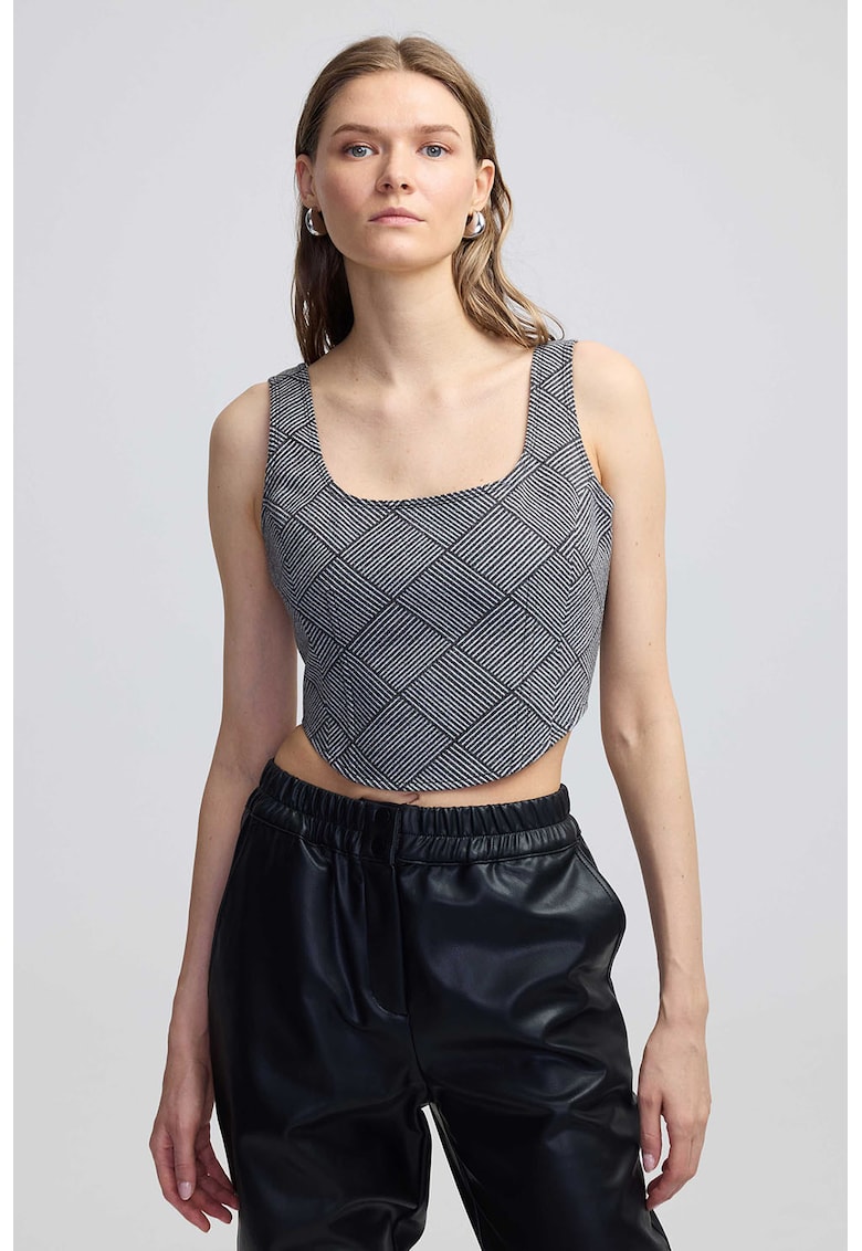 Top crop cu model houndstooth