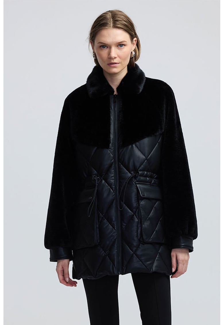 Geaca lunga de piele ecologica