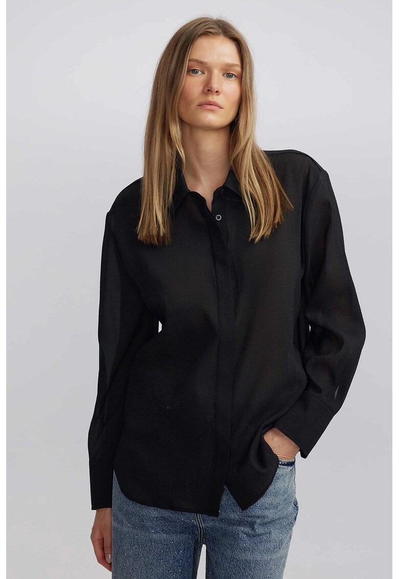 Camasa regular fit transparenta - Negru