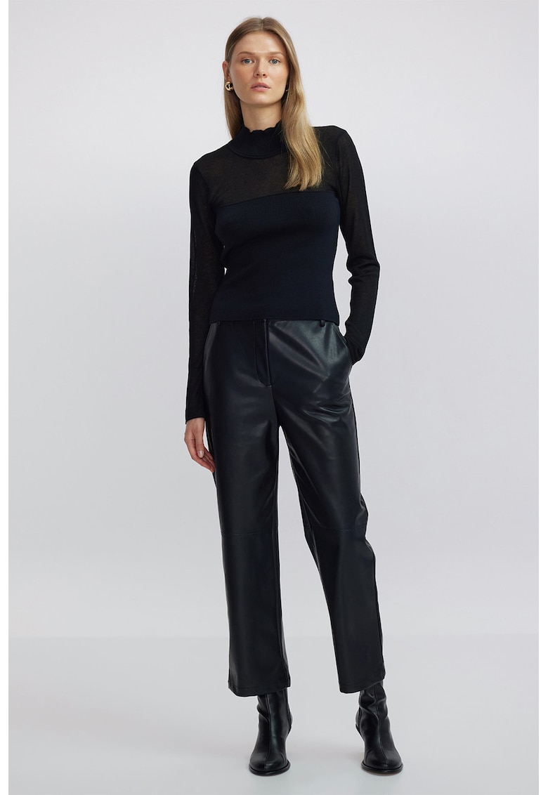 Pulover crop cu aspect 2-in-1 - Negru