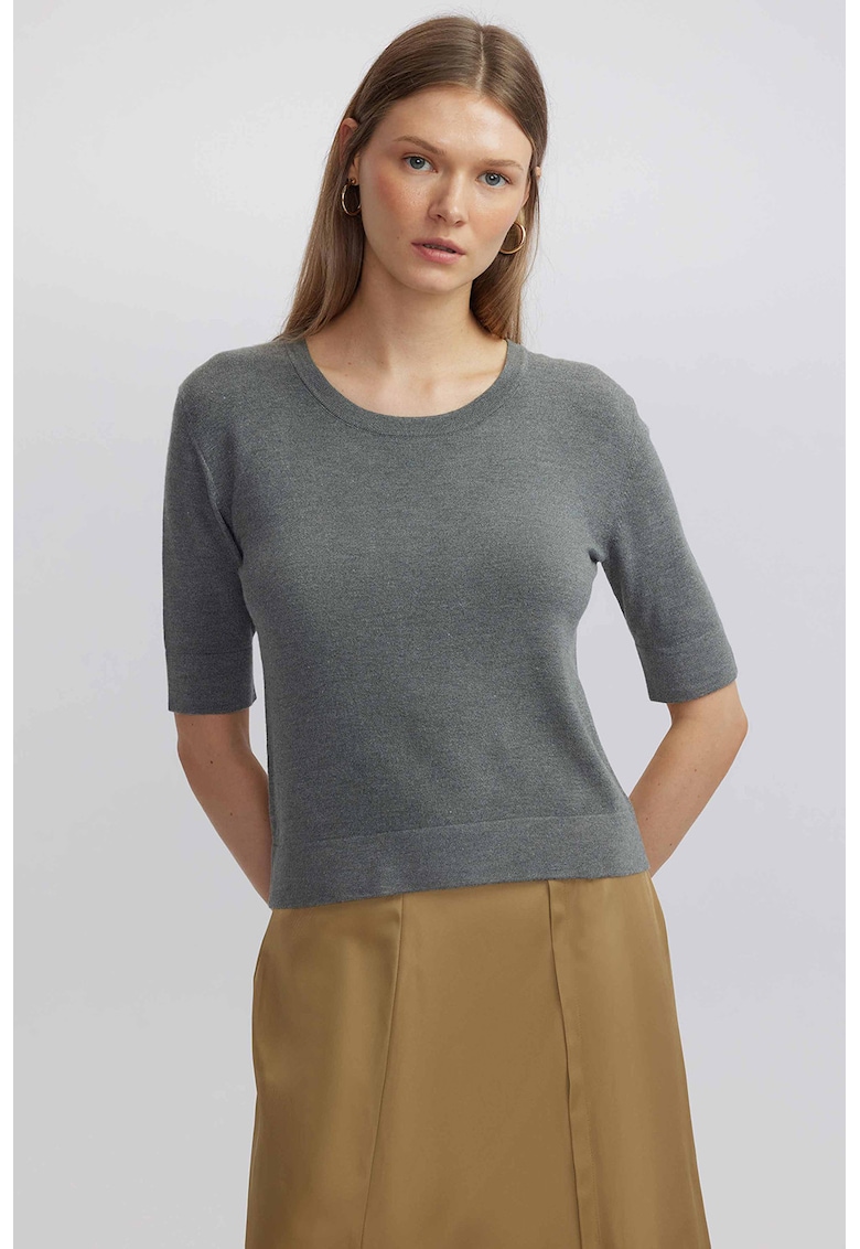 Bluza tricotata fin cu decolteu rotund Bluza tricotata fin cu decolteu rotund