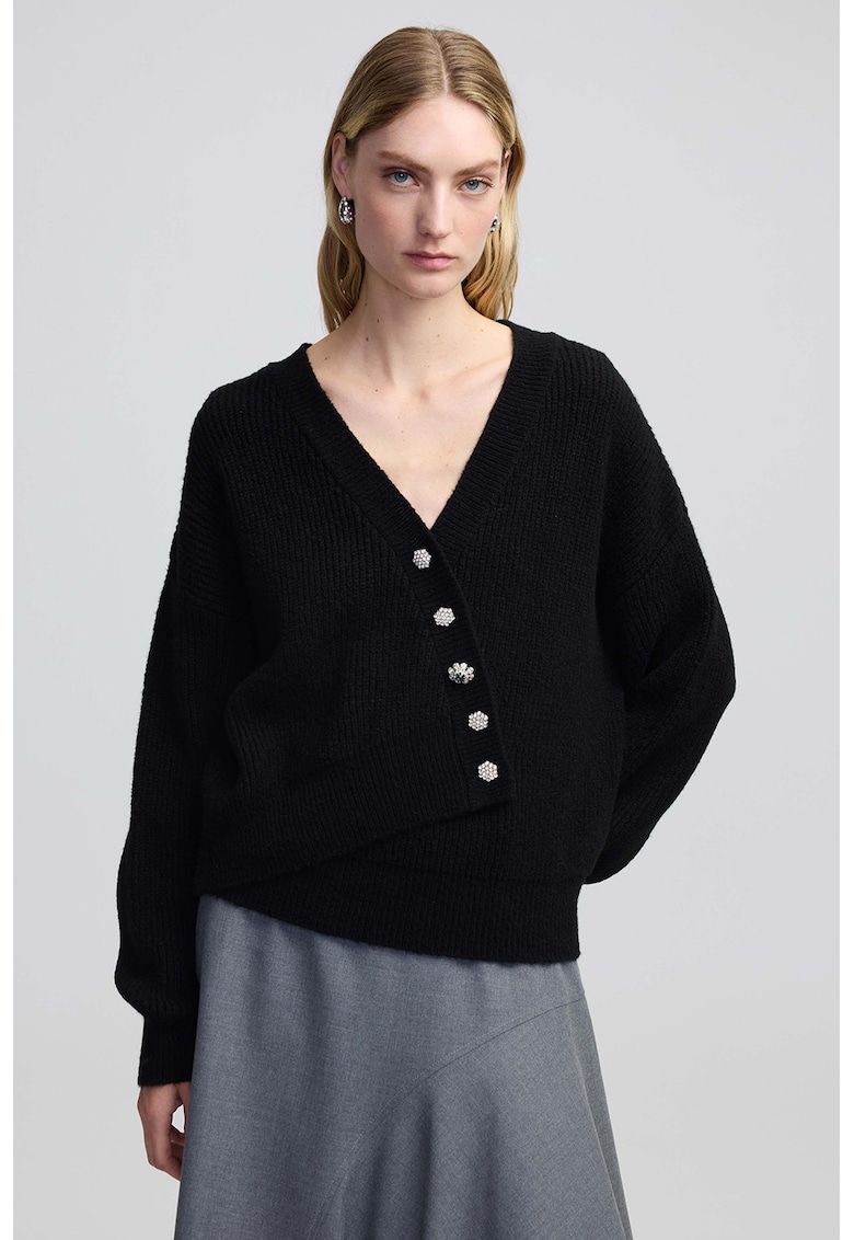 Cardigan lejer cu croiala asimetrica