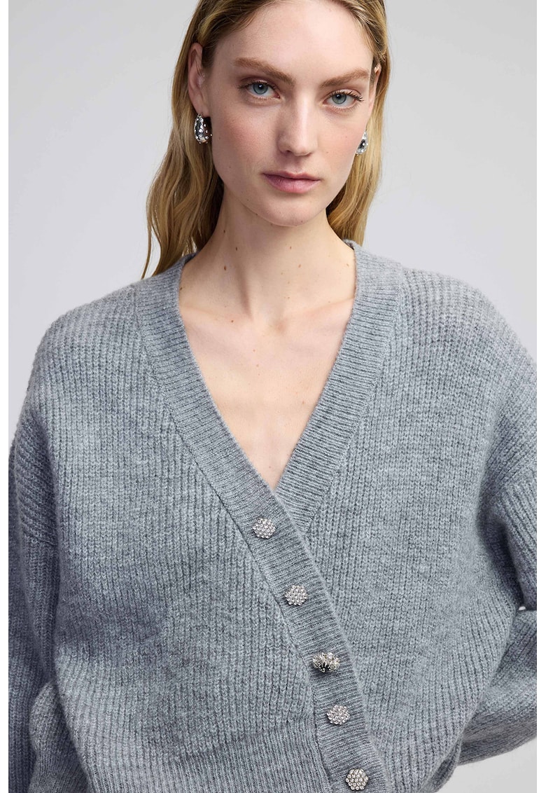 Cardigan lejer cu croiala asimetrica