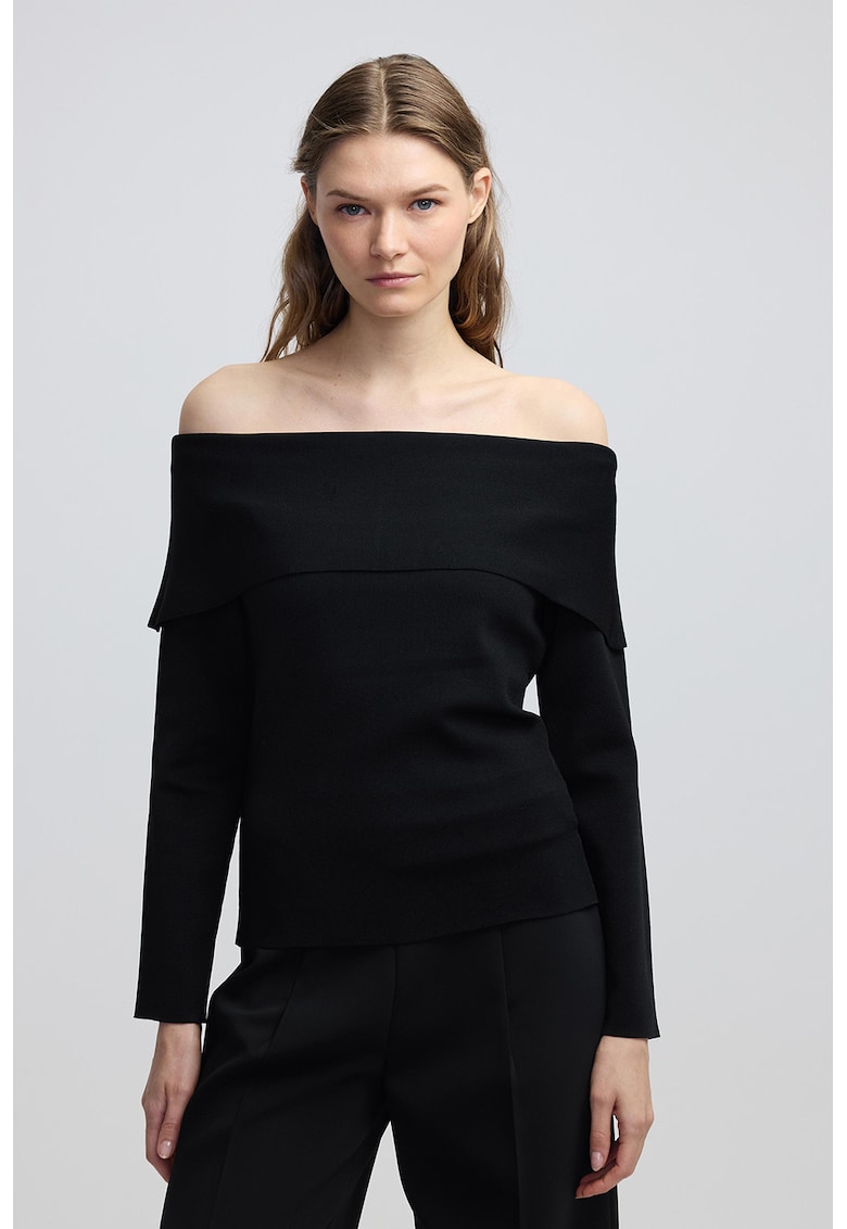 Pulover uni cu decolteu pe umeri