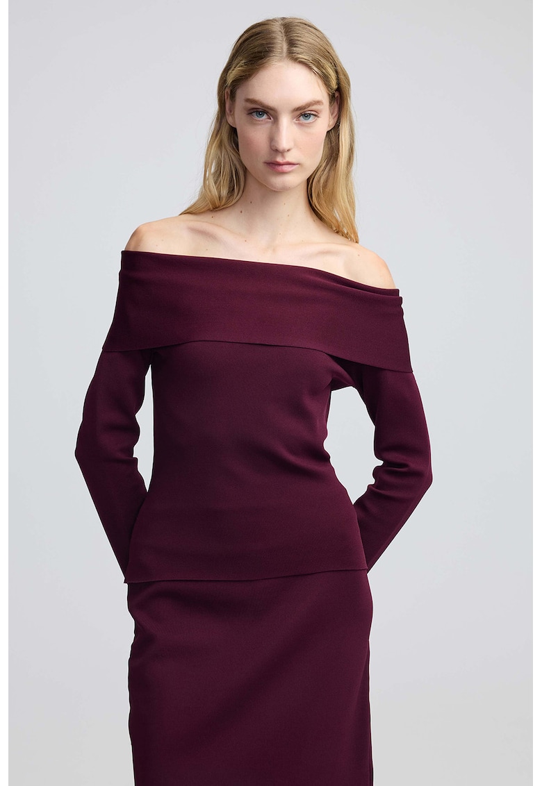 Pulover uni cu decolteu pe umeri