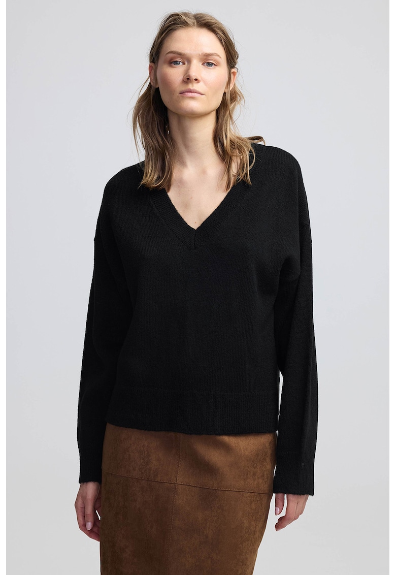 Pulover cu maneci cazute si decolteu in V