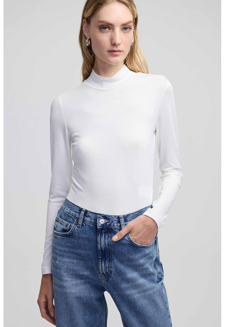 Bluza din amestec de lyocell cu guler scurt