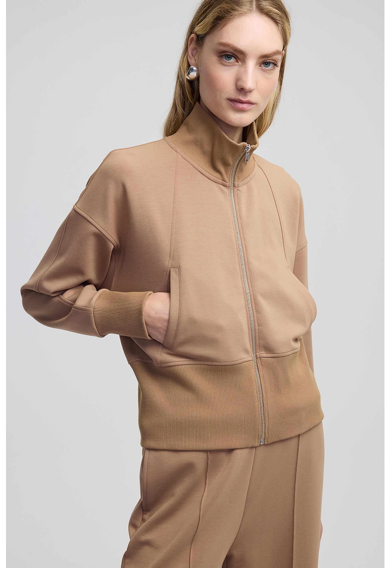 Bluza de trening cu maneci cazute si fermoar Bluza de trening cu maneci cazute si fermoar