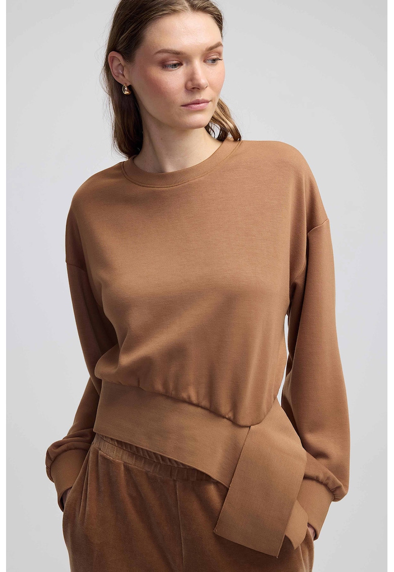 Bluza de trening cu terminatie asimetrica si maneci cazute