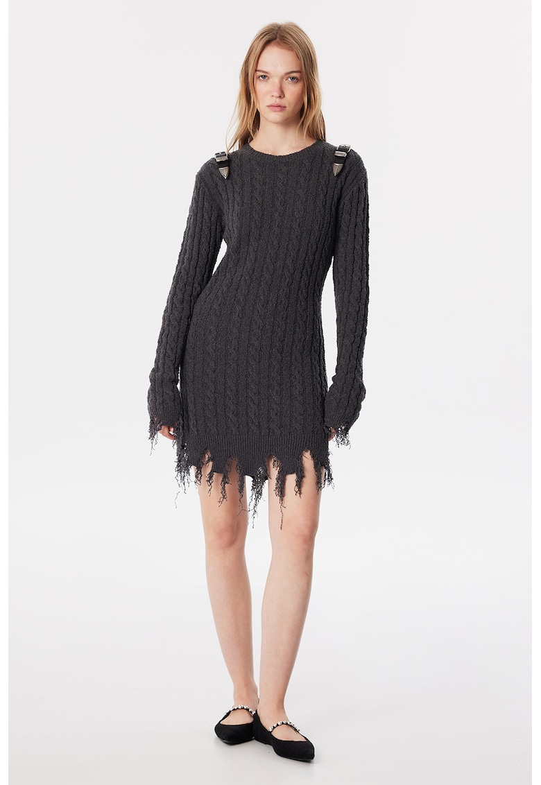 Rochie cu margini nefinisate - Gri inchis