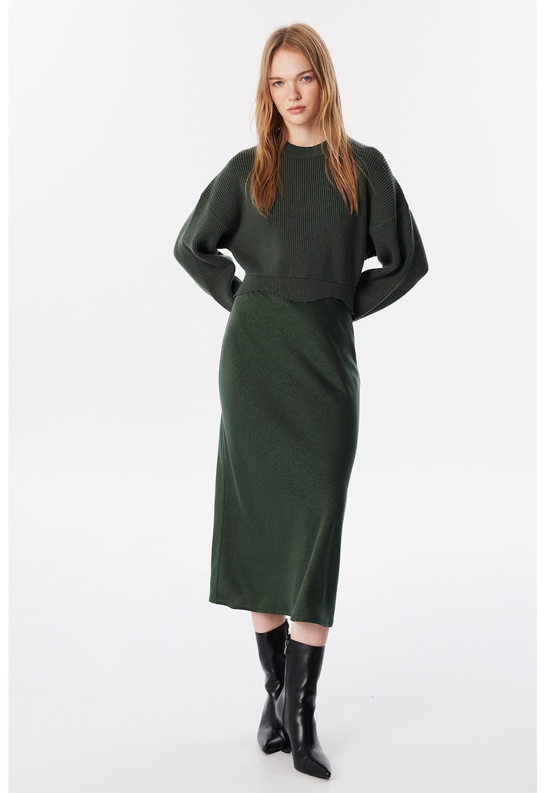 Rochie midi dreapta cu aspect 2in1