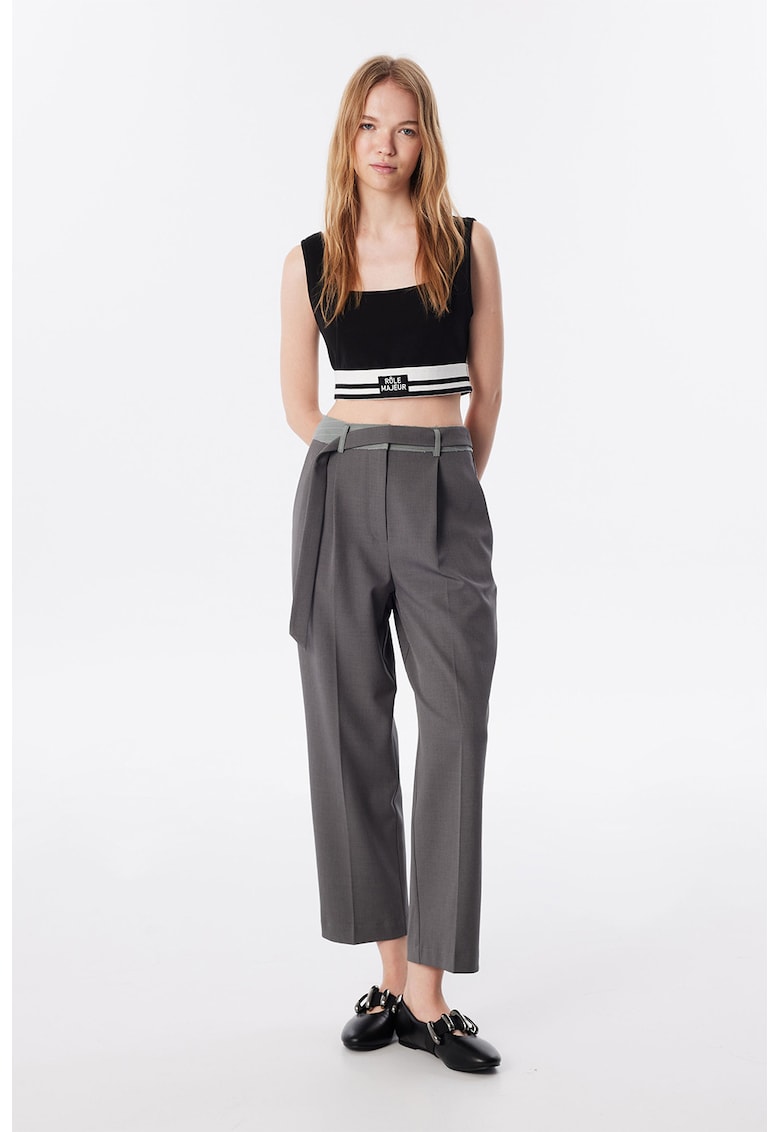 Pantaloni crop cu croiala dreapta