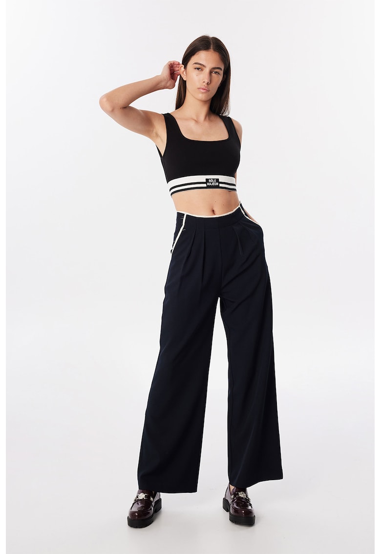 Pantaloni relaxed fit cu talie medie