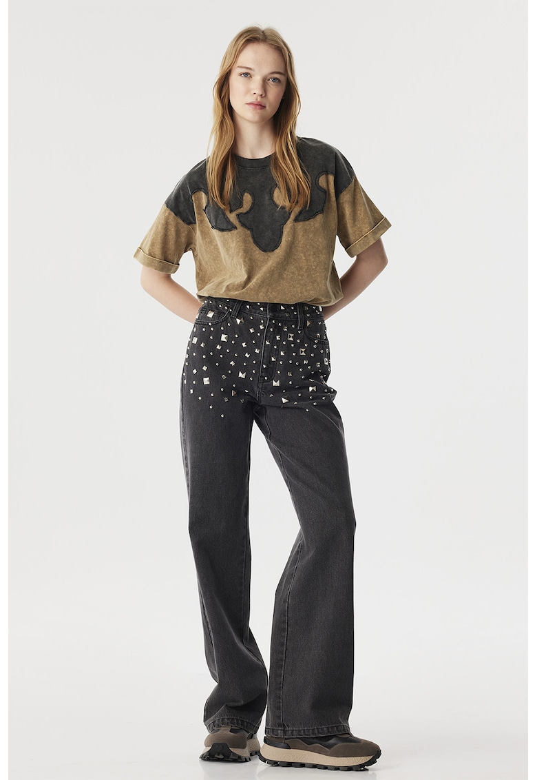 Blugi uni cu paiete - Negru stins