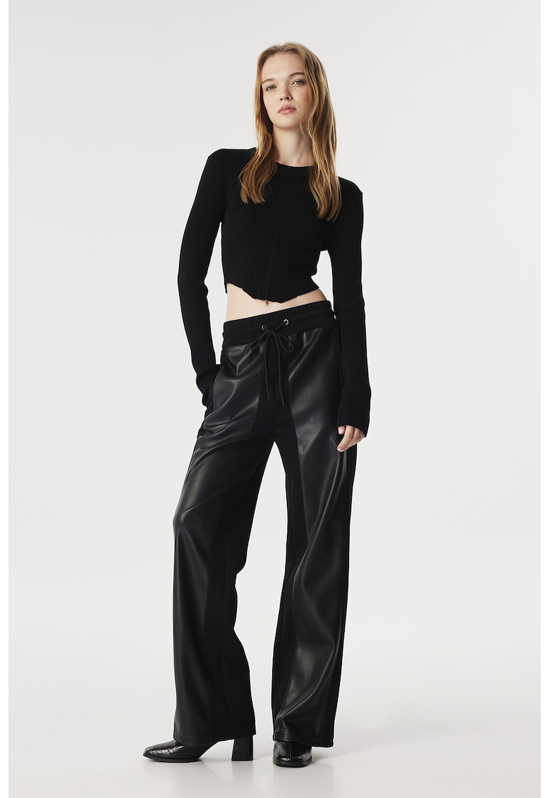 Pantaloni relaxed fit cu snur in talie