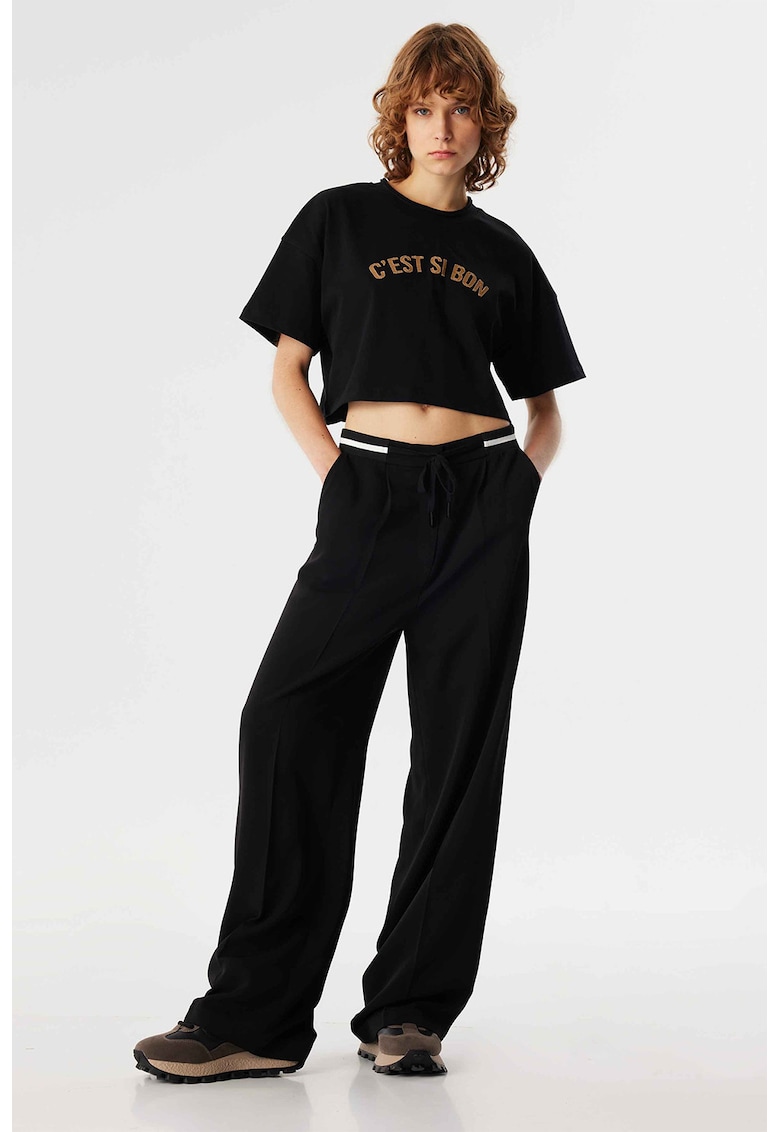 Pantaloni lejer cu snur - Negru