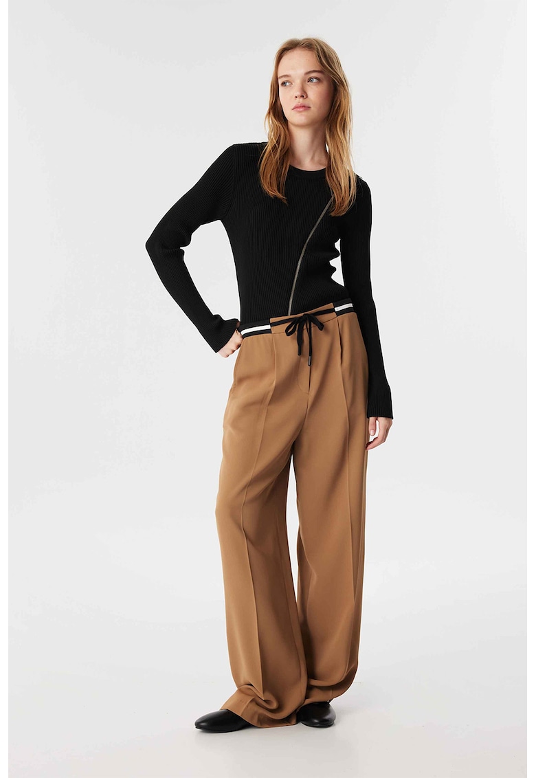 Pantaloni lejer cu snur - Maro camel