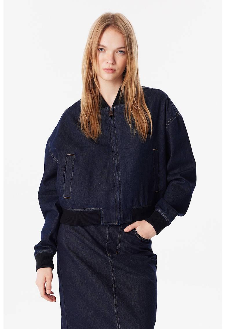 Jacheta bomber supradimensionata din denim