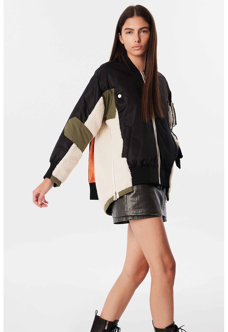 Jacheta bombar cu segmente de material teddy