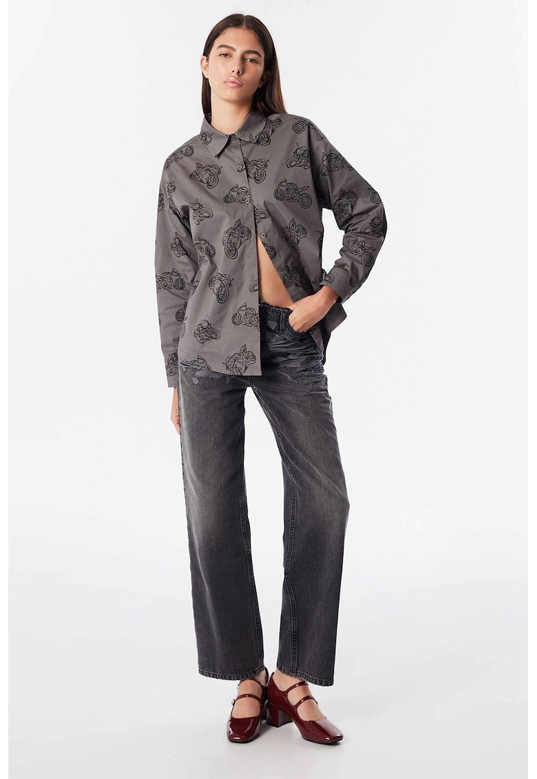 Camasa lejera cu imprimeu grafic - Negru/Gri cenusiu