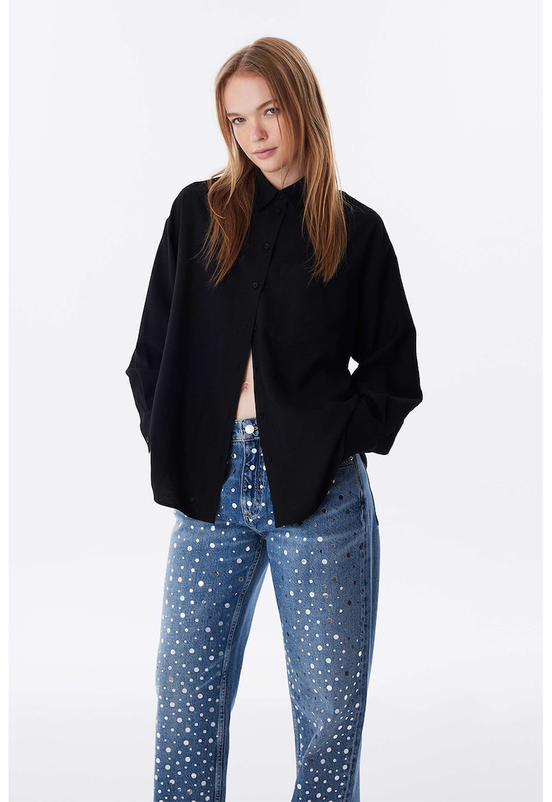 Camasa uni cu buzunar pe piept