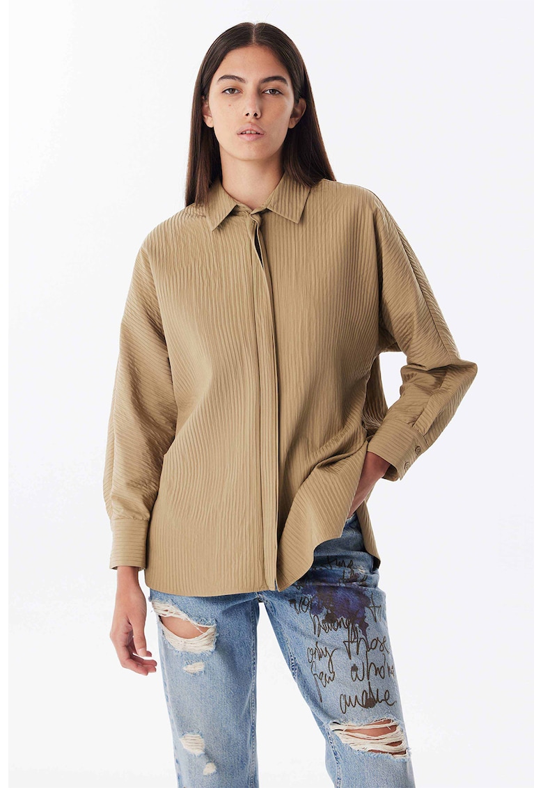 Camasa cu fermoar si aspect striat