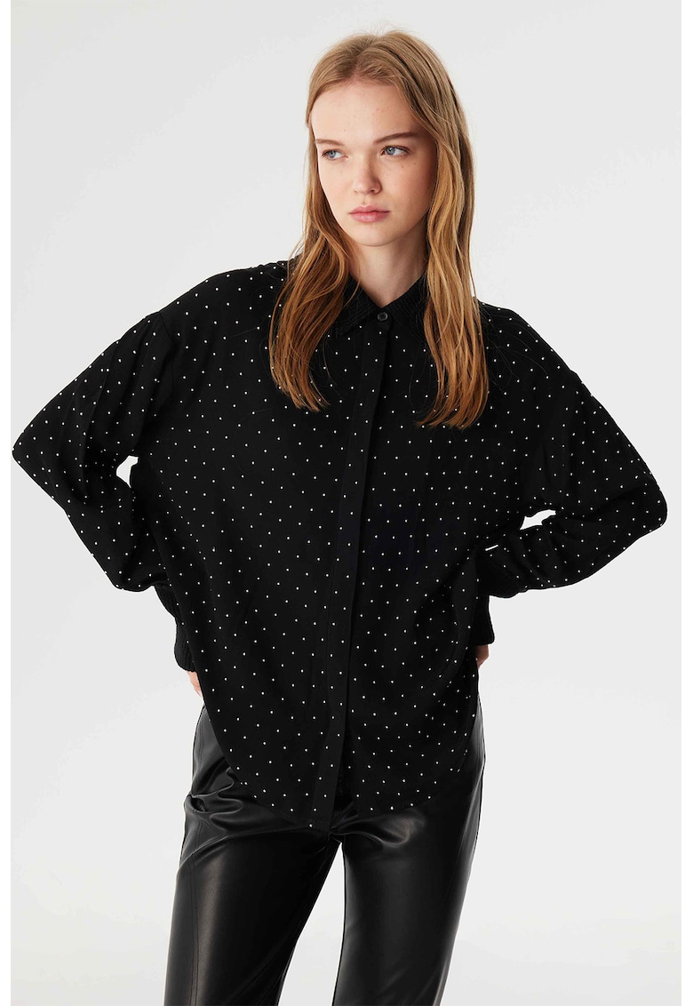 Camasa lejera cu buline - Alb/Negru