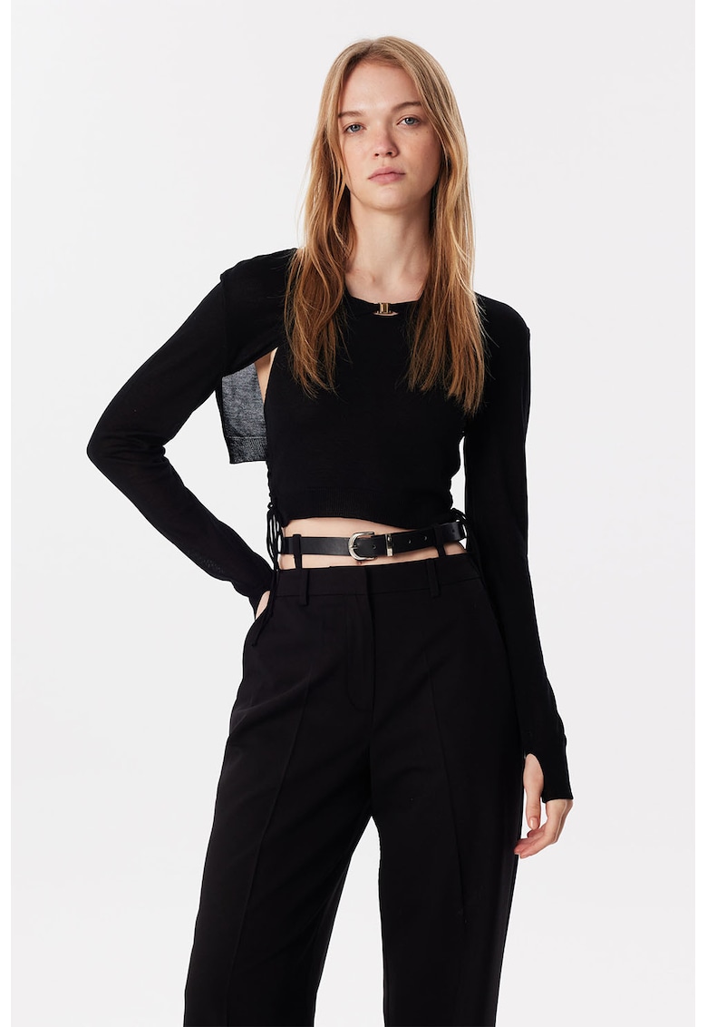 Pulover crop cu aspect 2-in-1