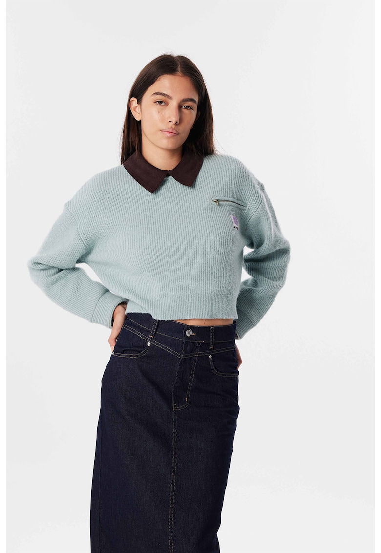 Pulover crop cu striatii