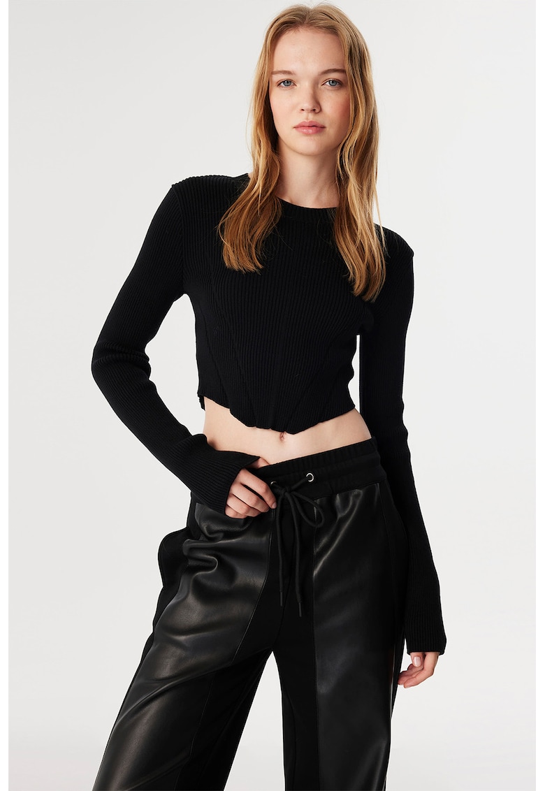 Pulover crop cu striatii