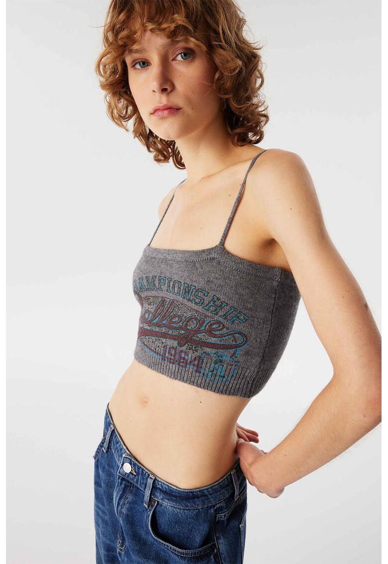 Top crop slim fit - Maro/Gri melange/Albastru