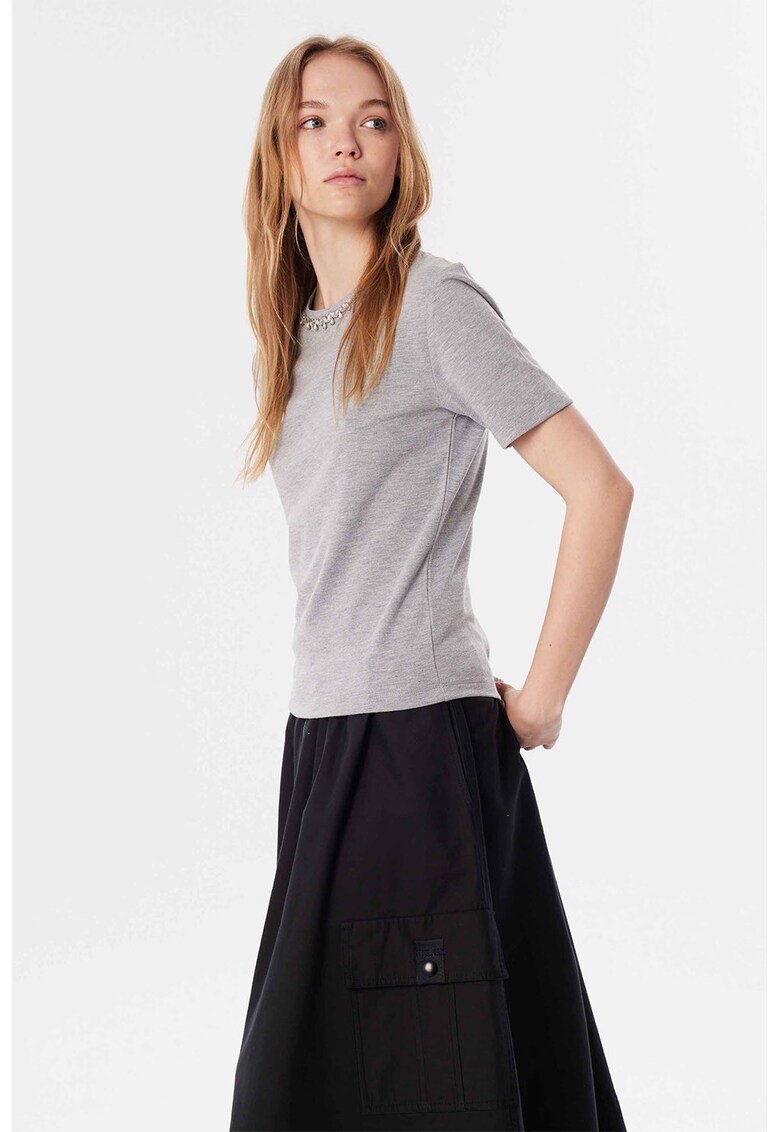 Tricou cu aplicati de strasuri - Gri deschis melange