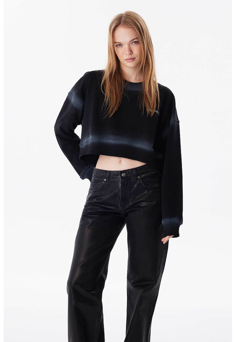 Bluza crop de trening cu segmente tie-dye