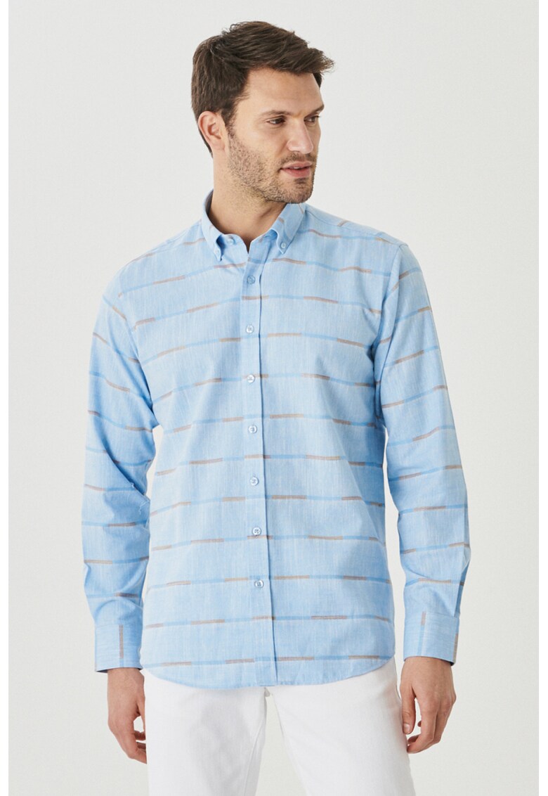 Camasa in dungi cu guler Oxford