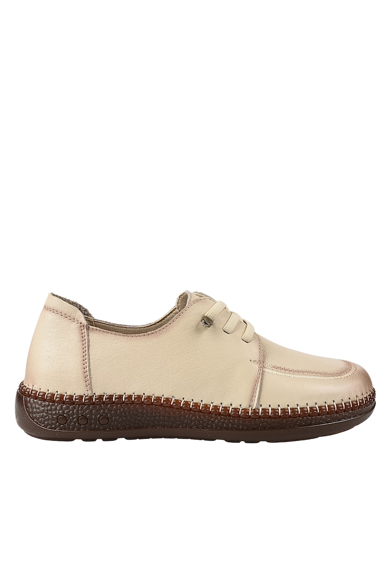 Pantofi casual - dama - KM 327 crem - piele naturala - Crem