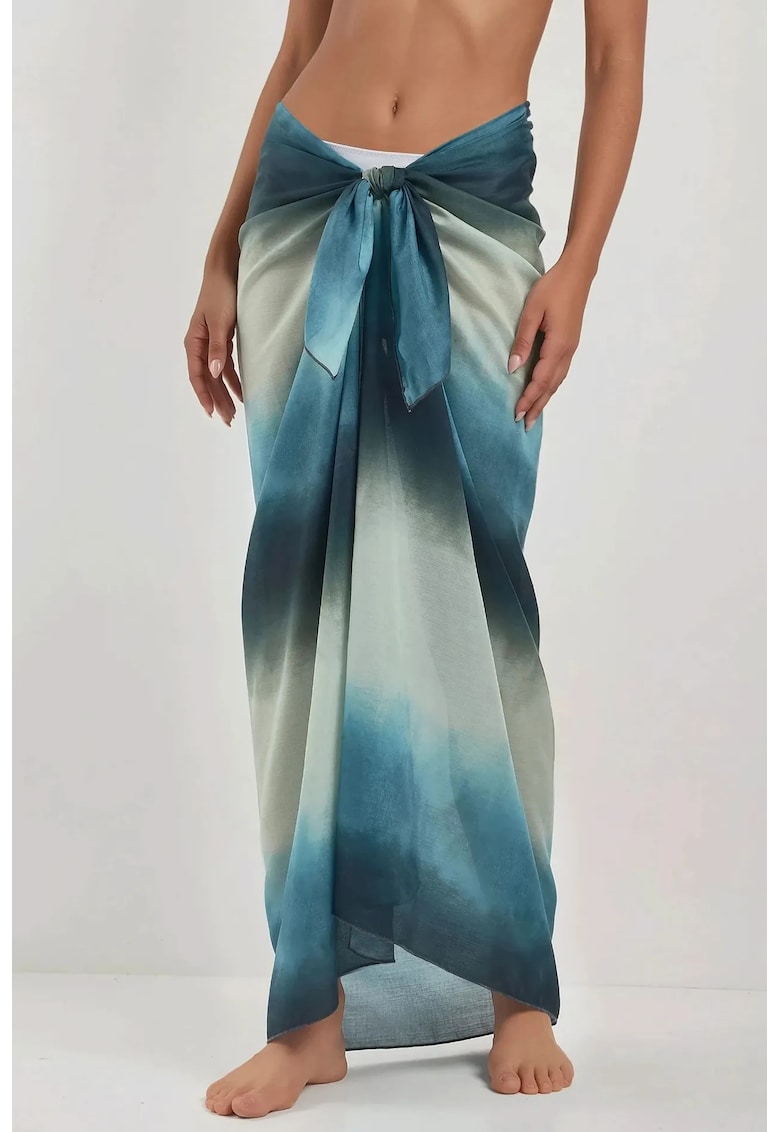 Pareo Plaja - Lung - Imprimat - Albastru cerulean -