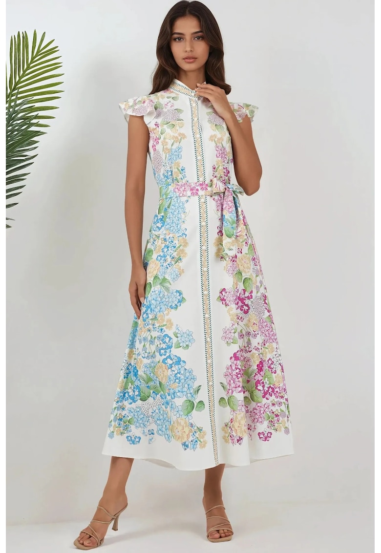 Rochie maxi dama -  imprimeu floral - multicolor - textil